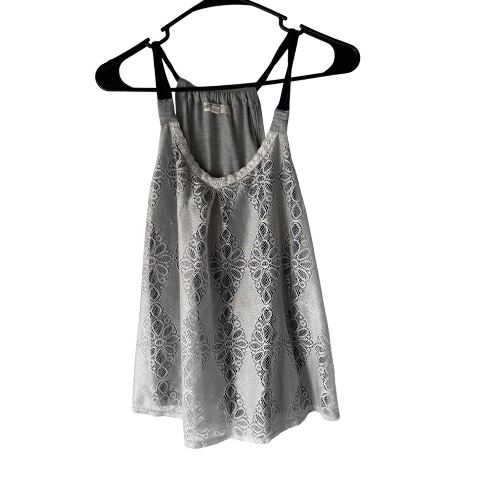 Jolt Women's Gray Sleeveless Tank Top with Lace Overlay Size L 2016 Boho